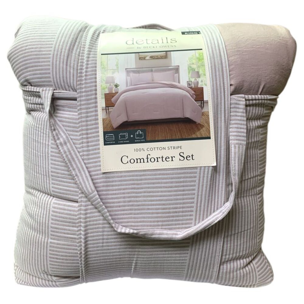 details by Becki Owens 3-Piece Ryan Cotton Comforter Set, King - Mauve